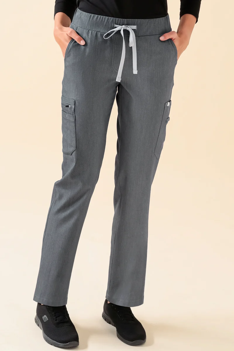 KAERE Hose Damen - gerader Saum mit Beintaschen grau melange