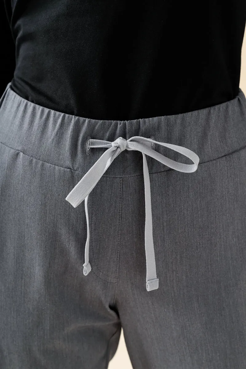 KAERE Hose Damen - gerader Saum mit Beintaschen grau melange