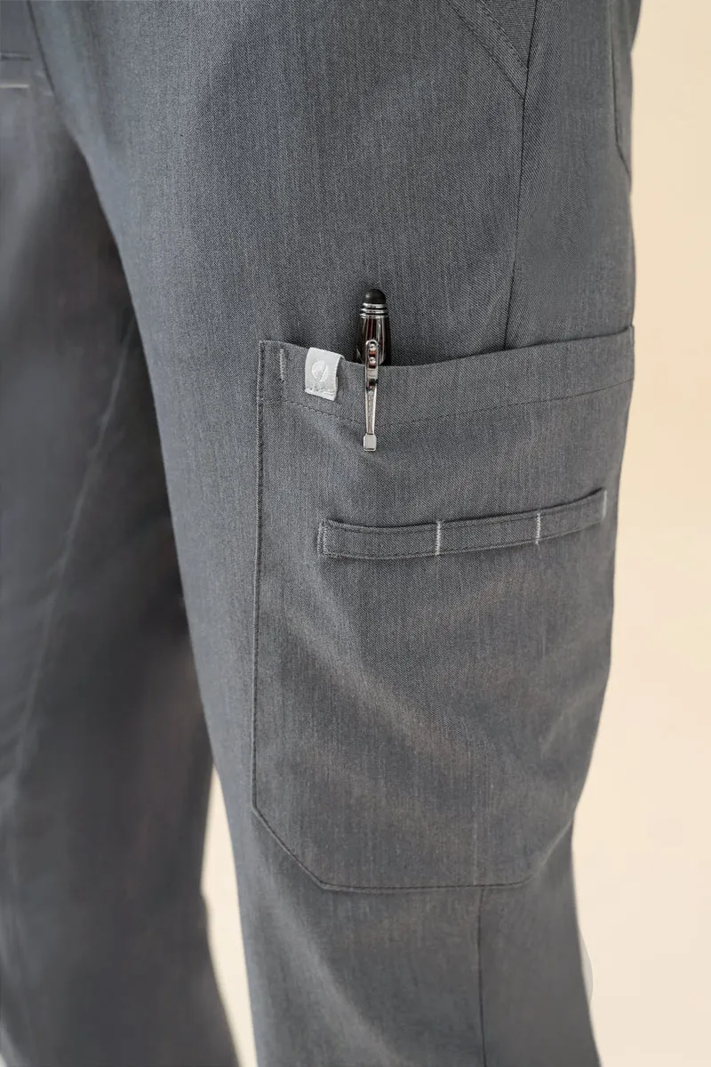 KAERE Hose Damen - gerader Saum mit Beintaschen grau melange