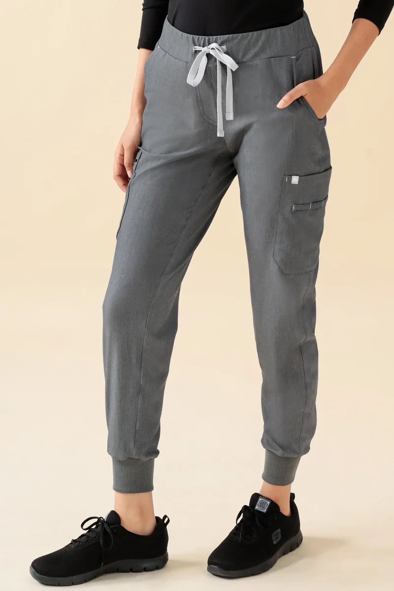 KAERE Hose Damen - Saumbündchen mit Beintaschen grau melange