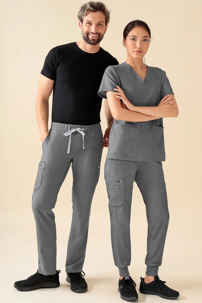 KAERE Hose Damen - Saumbündchen mit Beintaschen grau melange