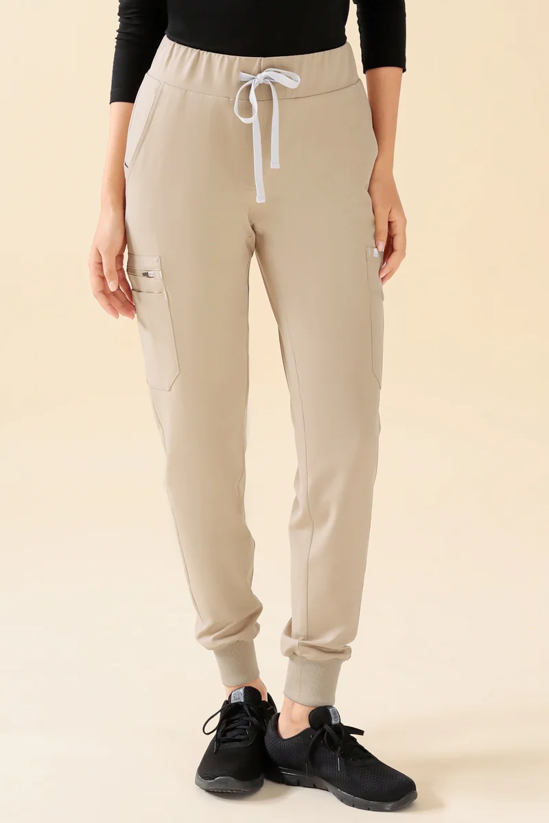 KAERE Hose Damen - Saumbündchen mit Beintaschen sand
