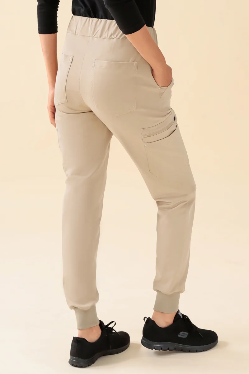 KAERE Hose Damen - Saumbündchen mit Beintaschen sand