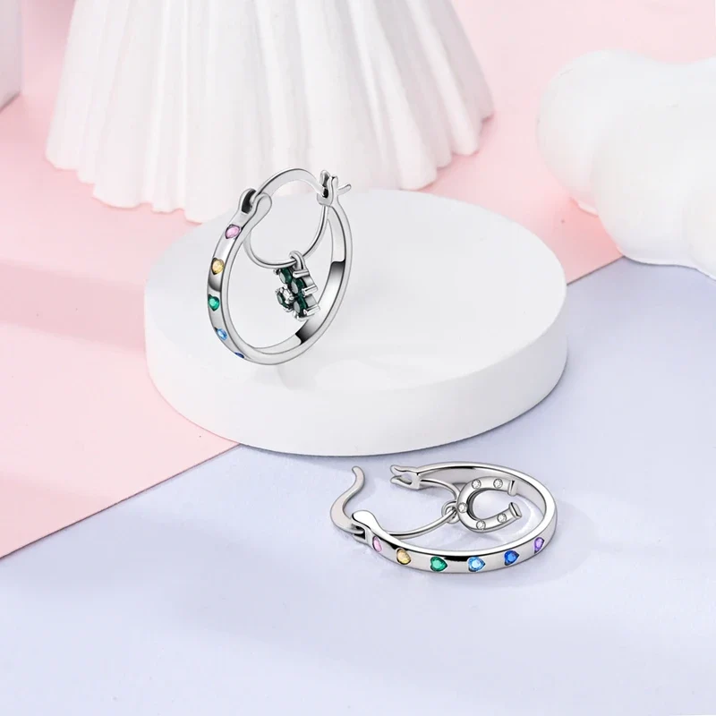 Orecchini a Cerchio in Argento 925 Sterling con Zirconi | Creole Brillantini