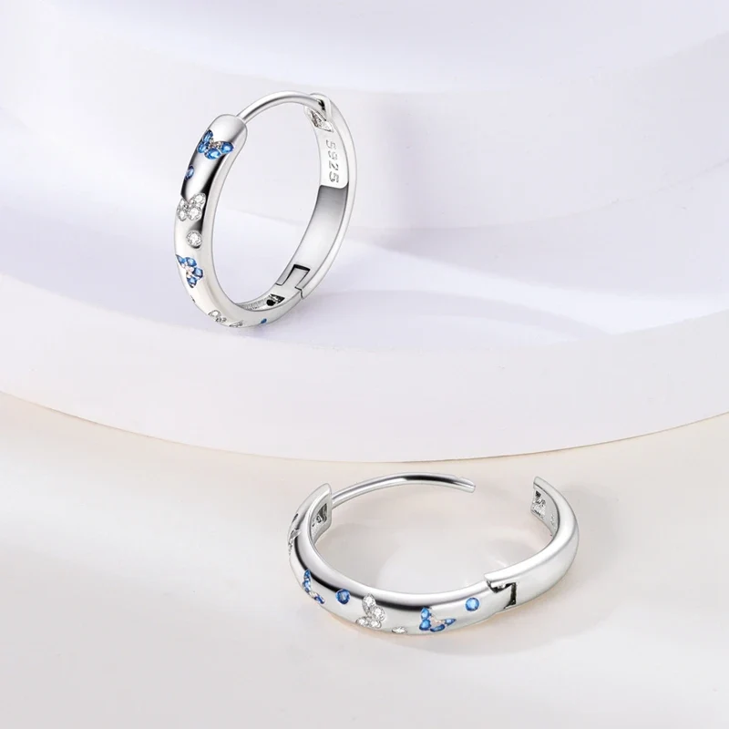 Orecchini a Cerchio in Argento 925 Sterling con Zirconi | Creole Brillantini