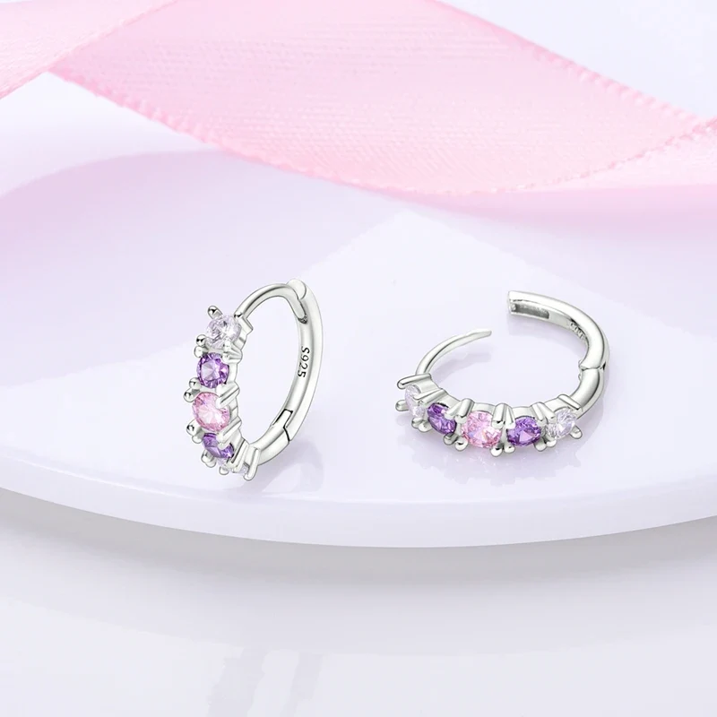 Orecchini a Cerchio in Argento 925 Sterling con Zirconi | Creole Brillantini