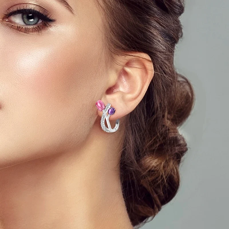 Orecchini a Cerchio in Argento 925 Sterling con Zirconi | Creole Brillantini