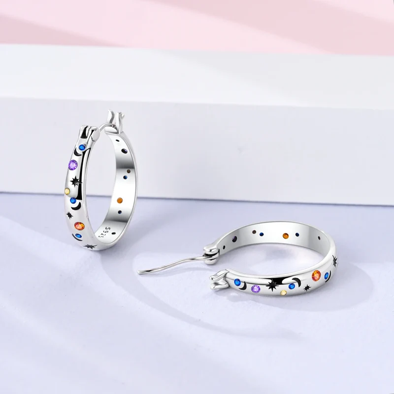 Orecchini a Cerchio in Argento 925 Sterling con Zirconi | Creole Brillantini