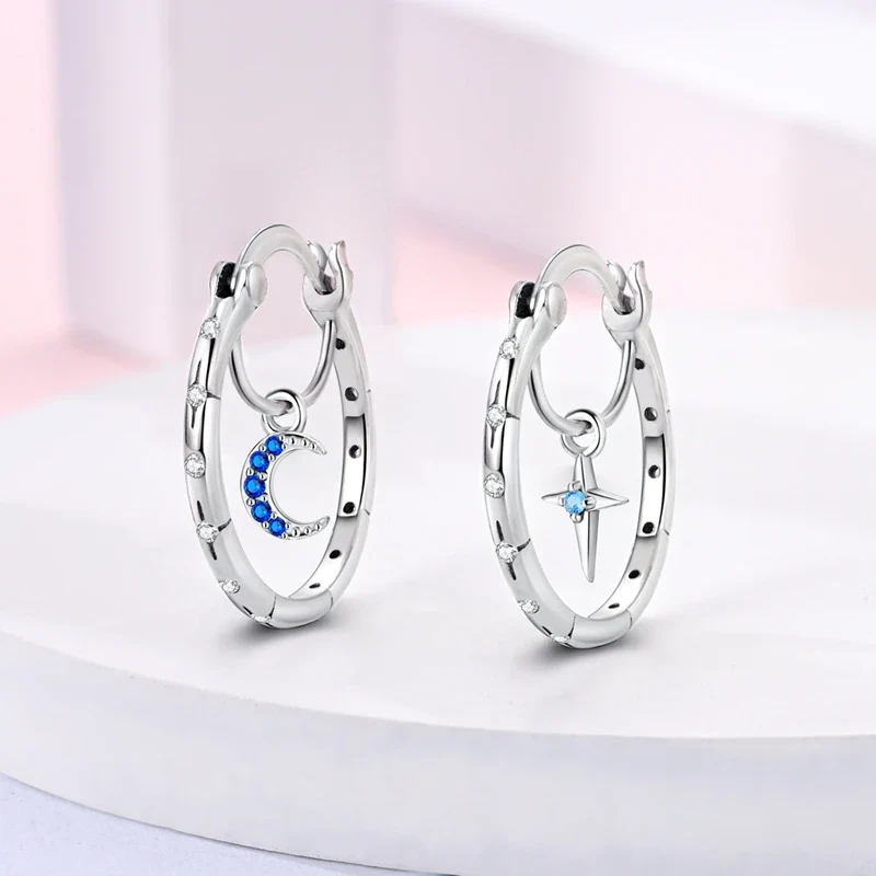 Orecchini a Cerchio in Argento 925 Sterling con Zirconi | Creole Brillantini