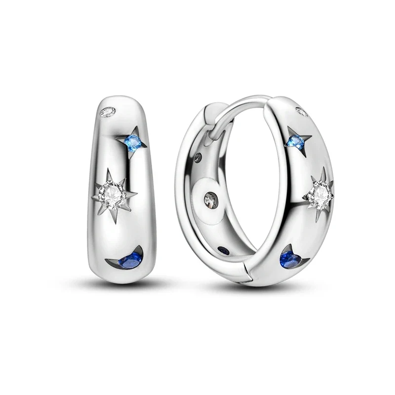 Orecchini a Cerchio in Argento 925 Sterling con Zirconi | Creole Brillantini