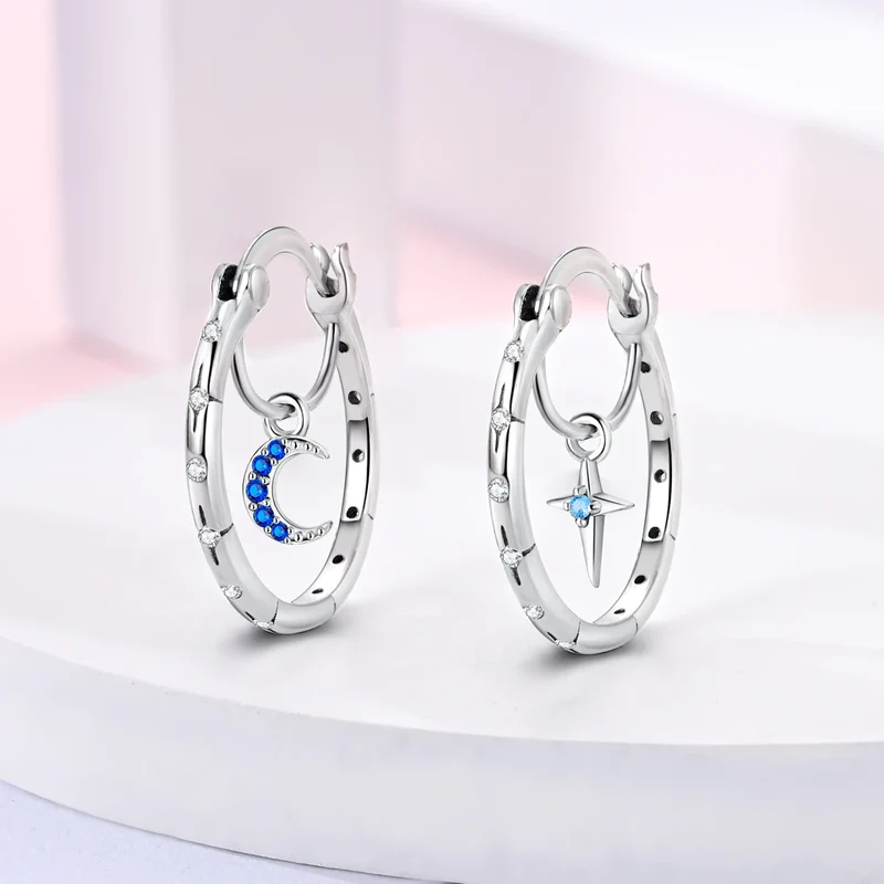 Funkelnde 925er Silber Creolen m. Zirkonia | Luxus-Qualität | Trend Ohrringe