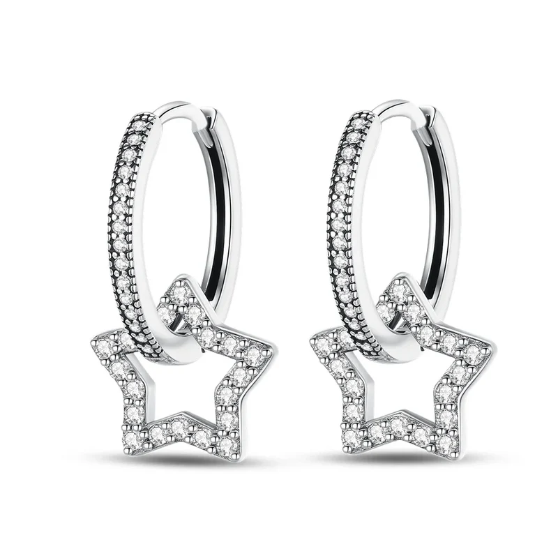 Funkelnde 925er Silber Creolen m. Zirkonia | Luxus-Qualität | Trend Ohrringe