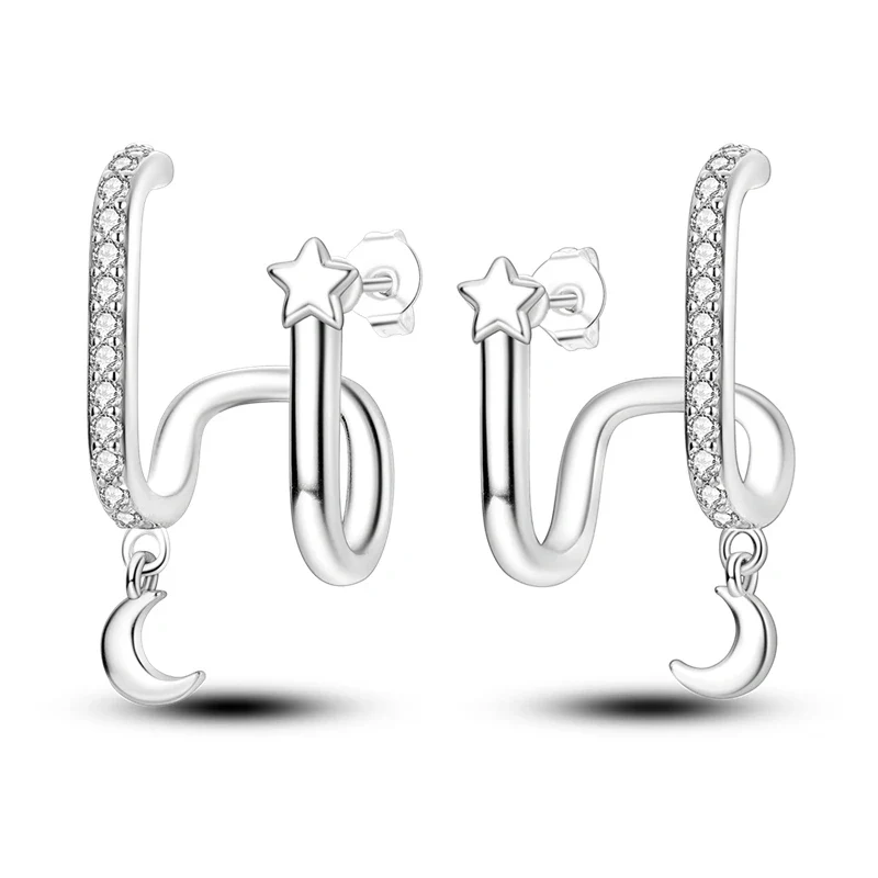 Funkelnde 925er Silber Creolen m. Zirkonia | Luxus-Qualität | Trend Ohrringe