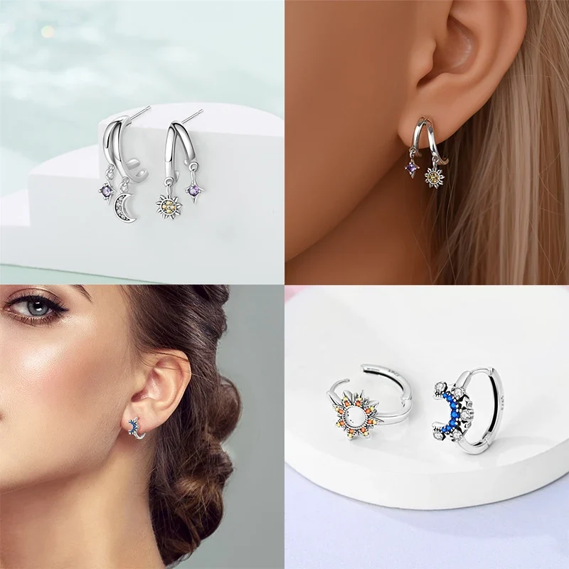 Creole Argento 925 Sterling Zirconi | Orecchini Eleganti Ipoallergenici Regalo