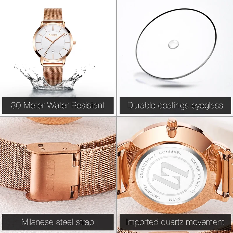 Orologio da Polso Donna Quarzo Quadrante Acciaio Inossidabile Classico Elegante