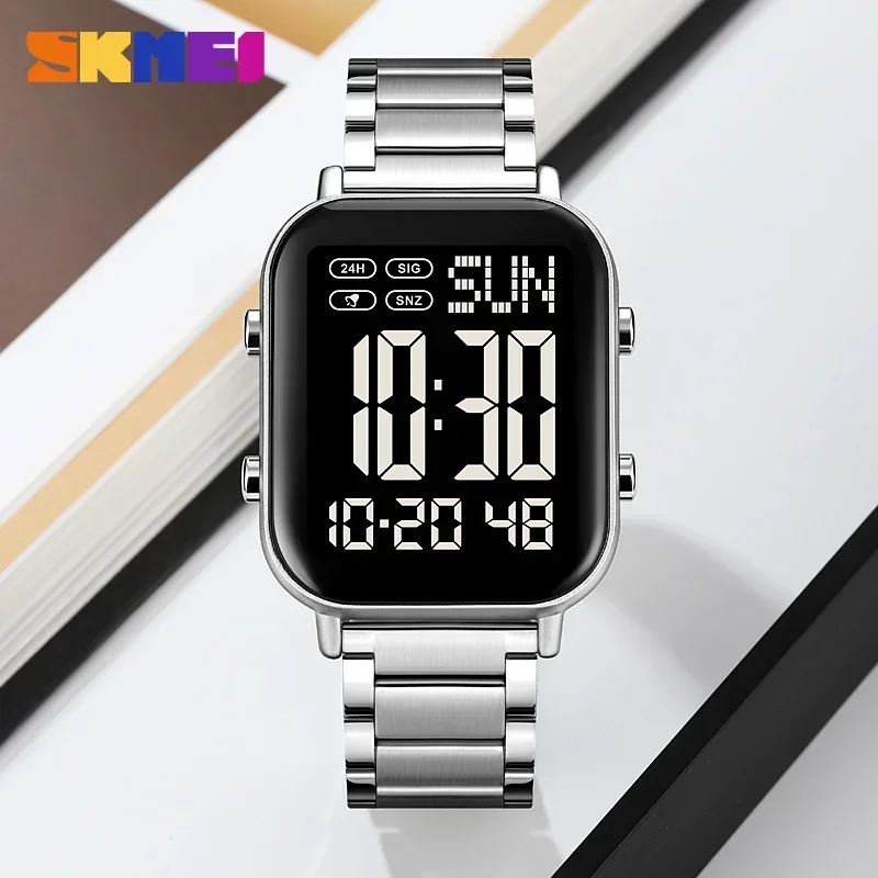 Herren Armbanduhr Digital Uhr Silber Edelstahl Quarzuhr Luxus Chronograph