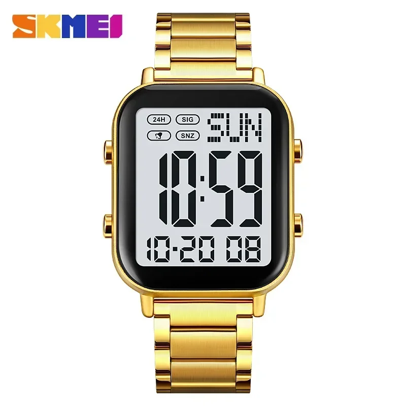 Herren Armbanduhr Digital Uhr Silber Edelstahl Quarzuhr Luxus Chronograph
