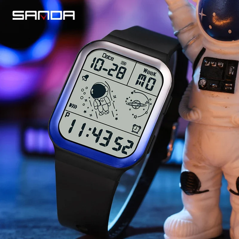 Herren Armbanduhr Digital Uhr Silber Edelstahl Quarzuhr Luxus Chronograph