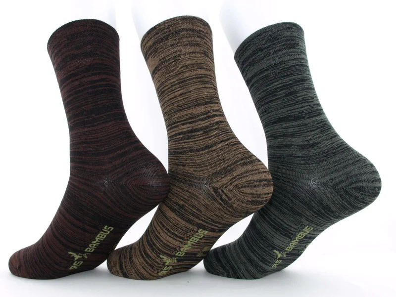 3 Paar Socken "Bambus" melange braun