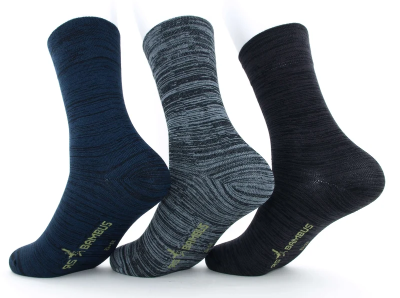 3 Paar Socken "Bambus" melange blau