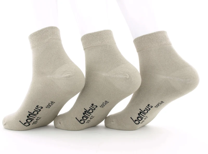 3 Paar Kurzschaftsocken "Bambus" beige