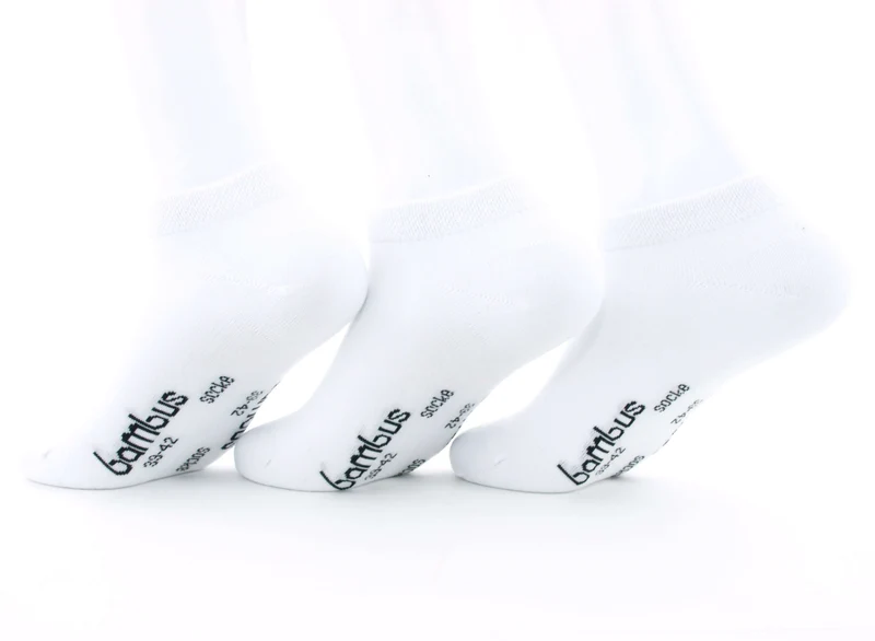 3 Paar "Bambus" Sneaker Socken weiß
