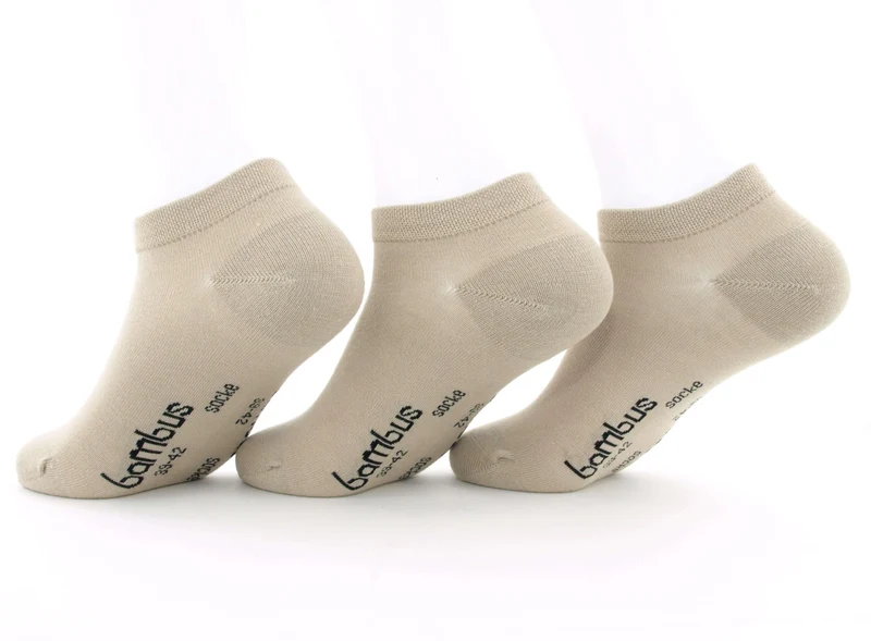 3 Paar "Bambus" Sneaker Socken beige