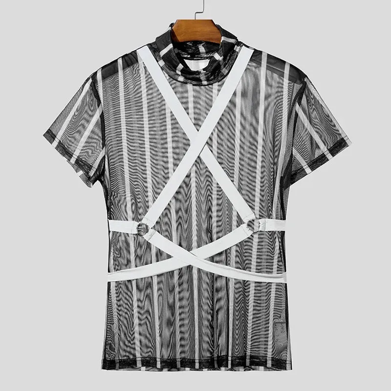 Maglietta Uomo Shirt T-Shirt Canottiera Camicia Maglia Sexy Body Trasparente Top
