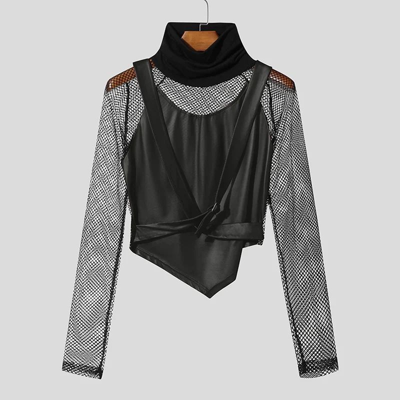 Fetisch Fashion Männer Oberteil Sexy Shirt Herren Body Hemd Transparent Clubwear