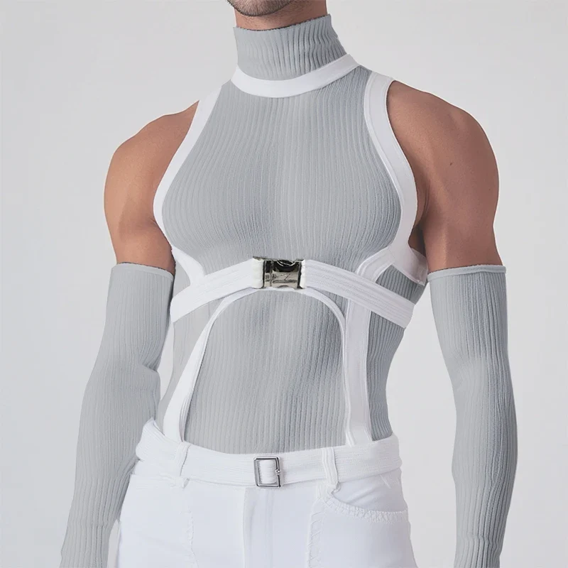 Fetisch Fashion Männer Oberteil Sexy Shirt Herren Body Hemd Transparent Clubwear