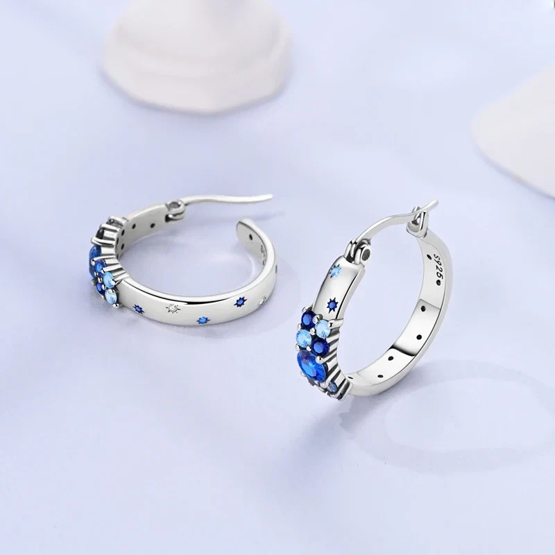 Funkelnde 925er Silber Creolen m. Zirkonia | Luxus-Qualität | Trend Ohrringe