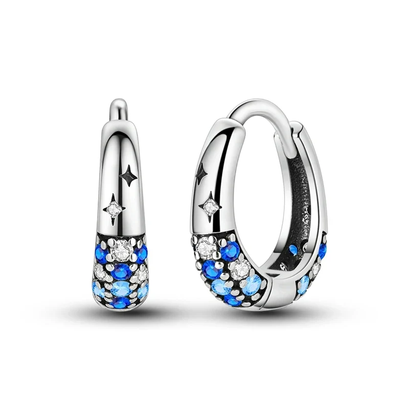 Funkelnde 925er Silber Creolen m. Zirkonia | Luxus-Qualität | Trend Ohrringe