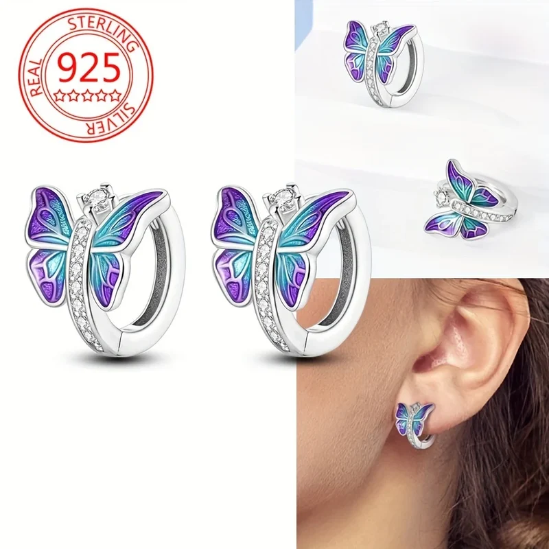 Funkelnde 925er Silber Creolen m. Zirkonia | Luxus-Qualität | Trend Ohrringe