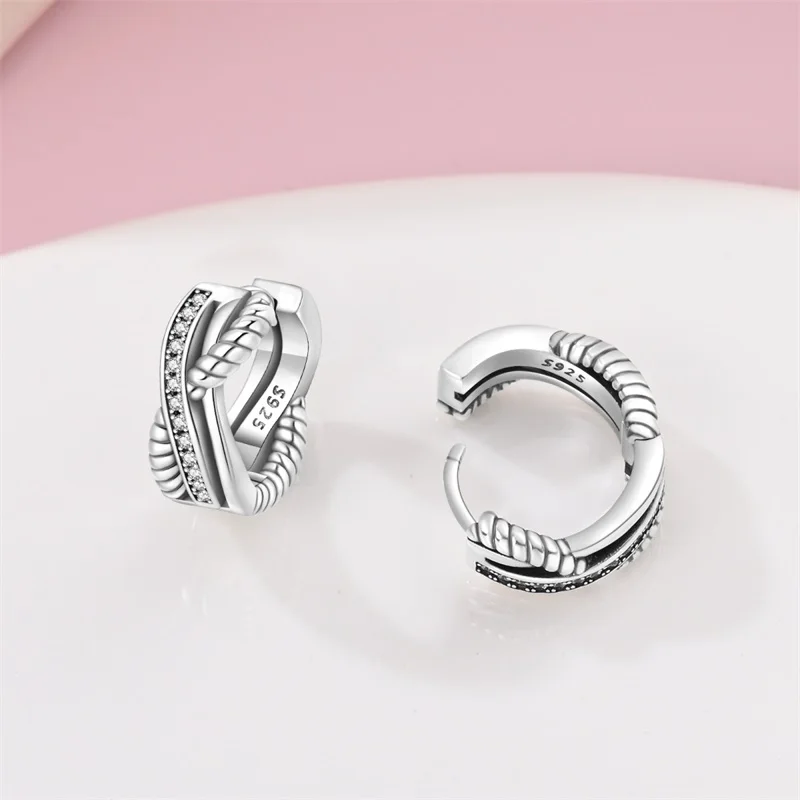Creole Argento 925 Sterling Zirconi | Orecchini Eleganti Ipoallergenici Regalo