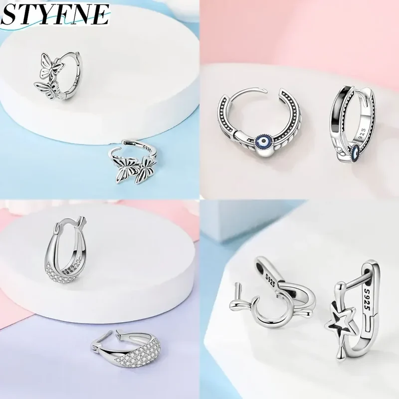 Creolen 925 Silber Ohrringe Zirkonia | Hypoallergen | Luxus Ohrstecker Geschenk