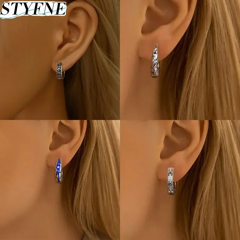 Creolen 925 Silber Ohrringe Zirkonia | Hypoallergen | Luxus Ohrstecker Geschenk