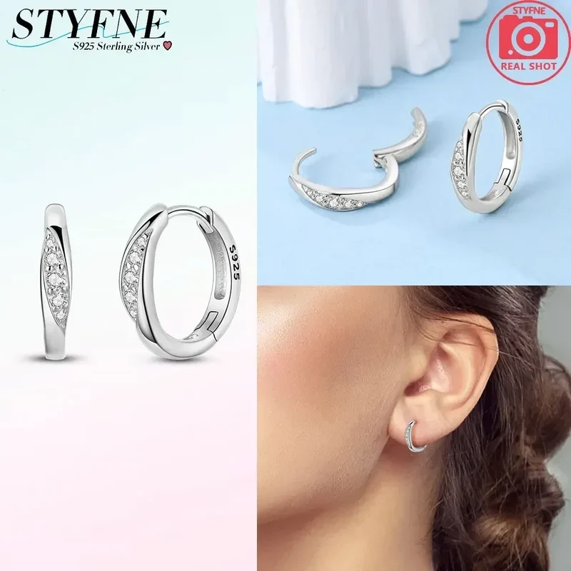 Creolen 925 Silber Ohrringe Zirkonia | Hypoallergen | Luxus Ohrstecker Geschenk