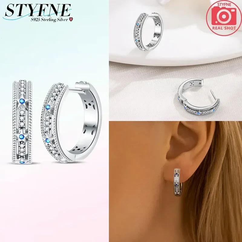 Creolen 925 Silber Ohrringe Zirkonia | Hypoallergen | Luxus Ohrstecker Geschenk