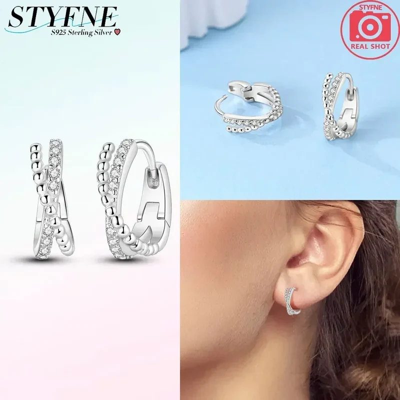 Creolen 925 Silber Ohrringe Zirkonia | Hypoallergen | Luxus Ohrstecker Geschenk