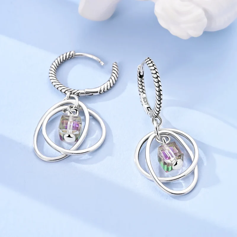 Orecchini a Cerchio in Argento 925 Sterling con Zirconi | Creole Brillanti