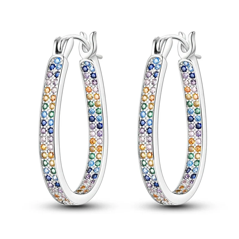 Orecchini a Cerchio in Argento 925 Sterling con Zirconi | Creole Brillanti
