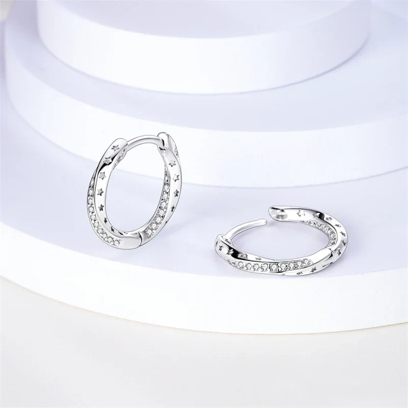 Funkelnde 925er Silber Creolen m. Zirkonia | Luxus-Qualität | Trend Ohrringe