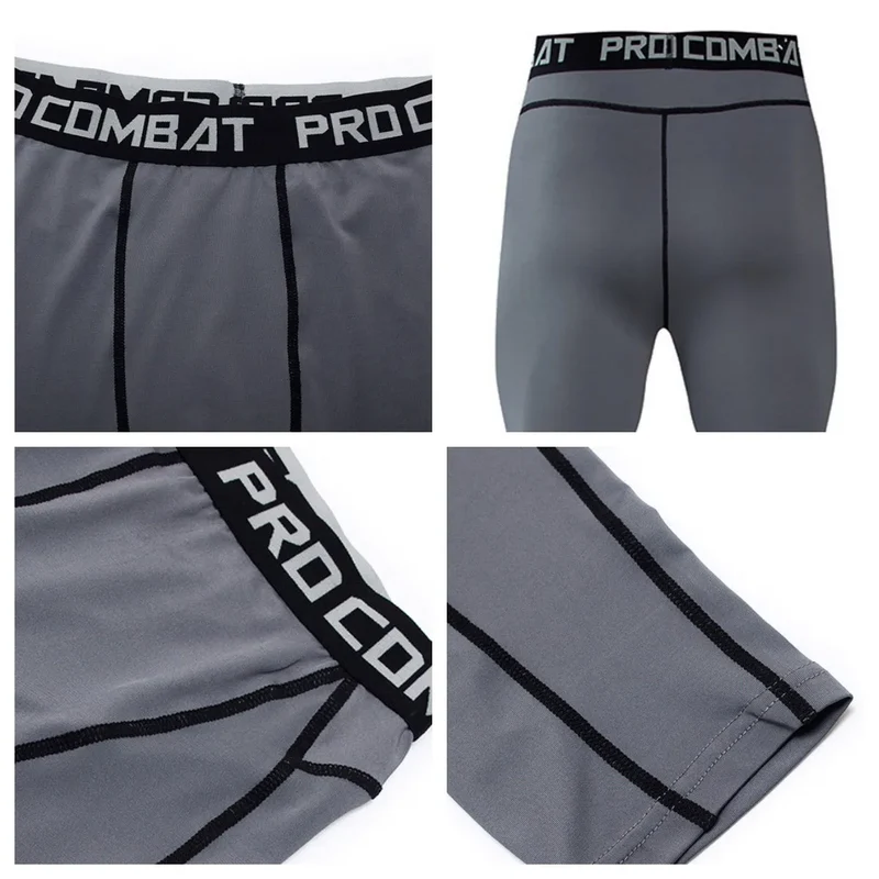 Pantaloni a Compressione da Uomo Leggings Calcio Corsa Palestra Leggins Calza