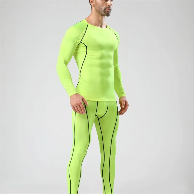 Pantaloni a Compressione da Uomo Leggings Calcio Corsa Palestra Leggins Calza