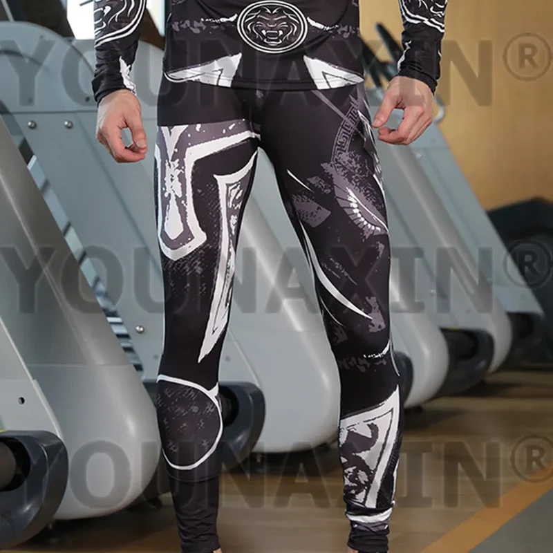 Pantaloni a Compressione da Uomo Leggings Calcio Corsa Palestra Leggins Calza