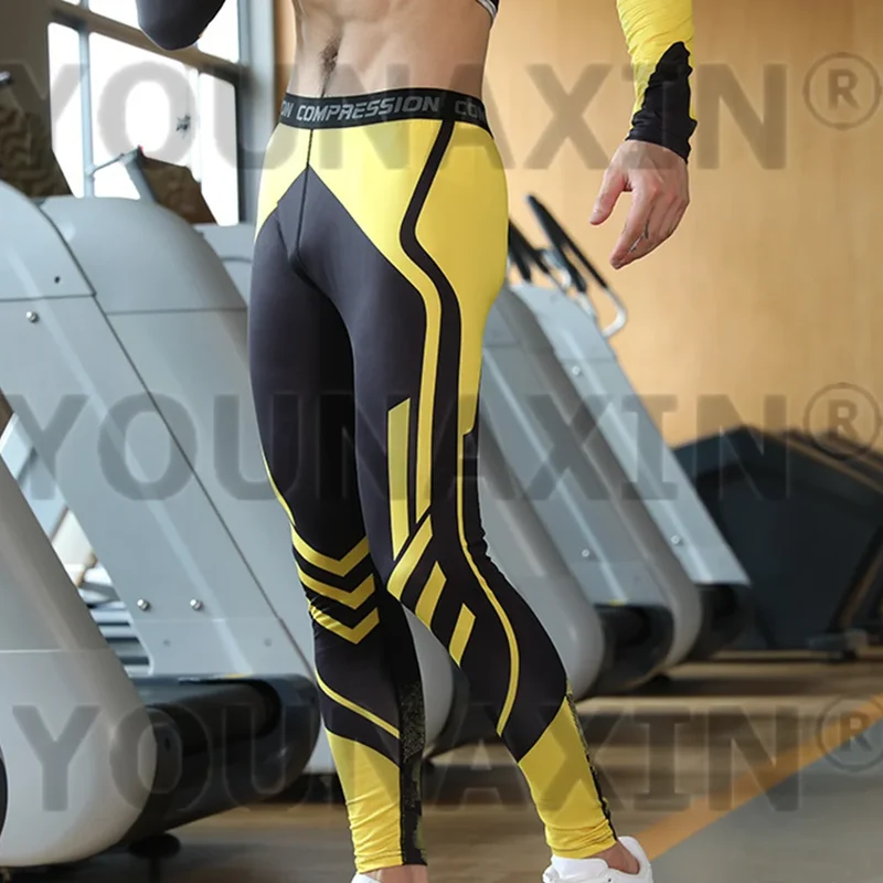Pantaloni a Compressione da Uomo Leggings Calcio Corsa Palestra Leggins Calza
