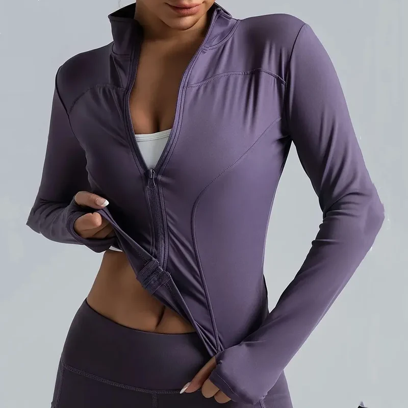 Damen kurze Sportjacke Sweatshirt Fitness Gym Jacke Yogajacke Yoga Sportswear