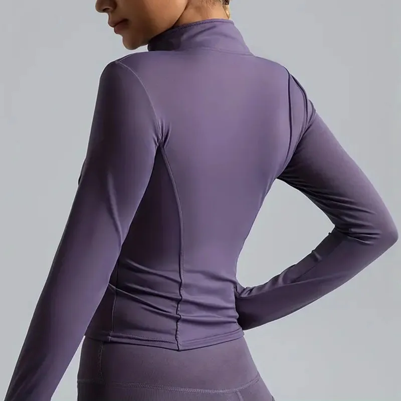 Damen kurze Sportjacke Sweatshirt Fitness Gym Jacke Yogajacke Yoga Sportswear