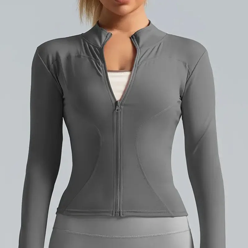 Damen kurze Sportjacke Sweatshirt Fitness Gym Jacke Yogajacke Yoga Sportswear