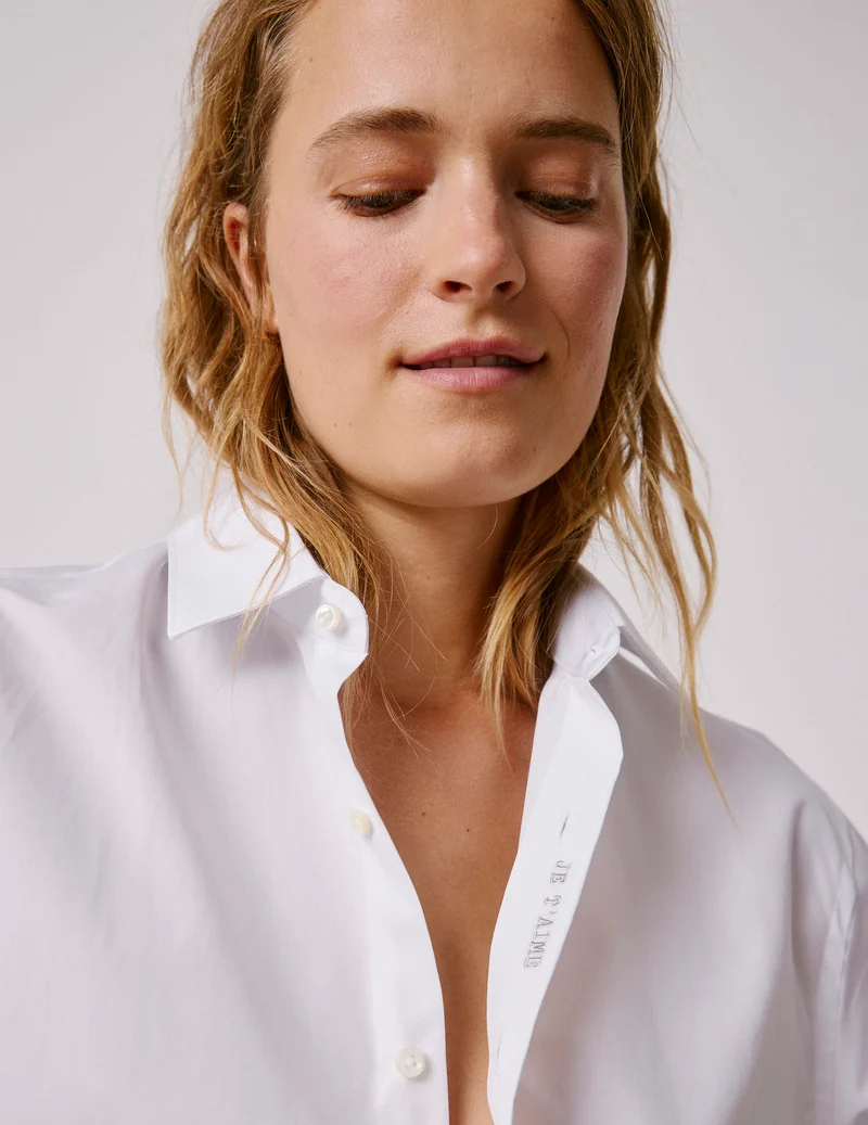 Chemise mixte "Je t'aime" blanche